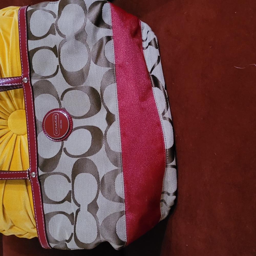 Coach Signature Tote Bag - Red stripe and red inside. Like new , barely worn